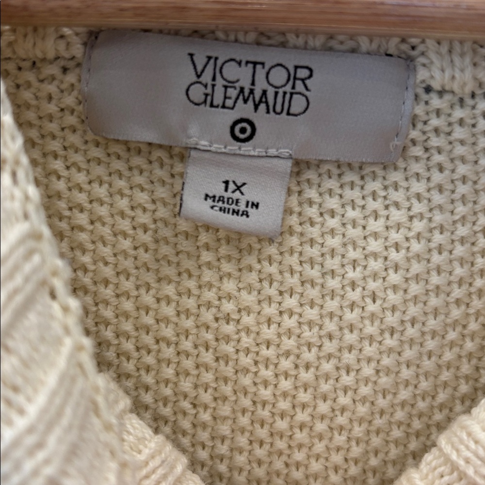 Designer Victor Glemaud Black & Cream Striped Cropped Knit Sweater - Picture 5 of 7